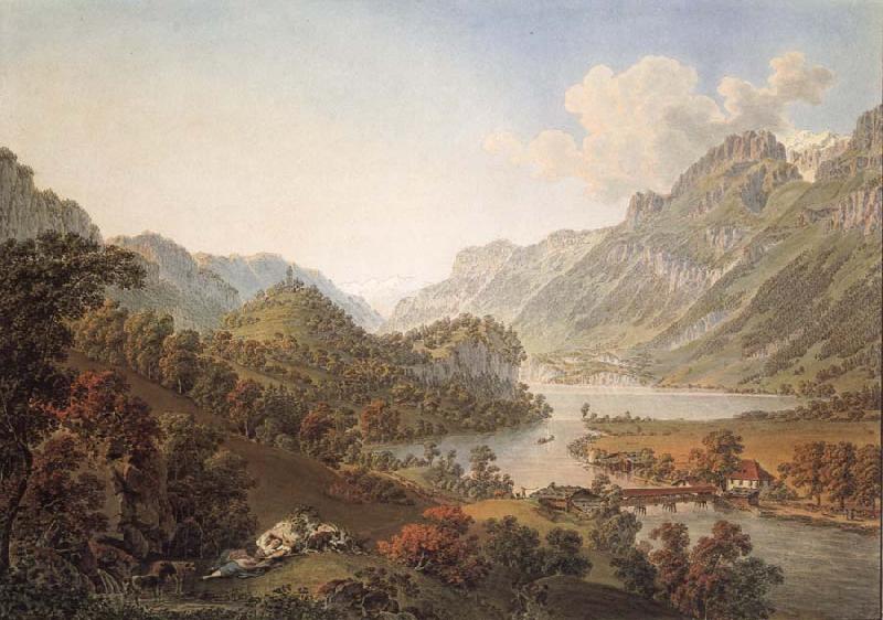 Gabriel Lory Pere Gone out of THE Aar of the Lake of Brienz Norge oil painting art